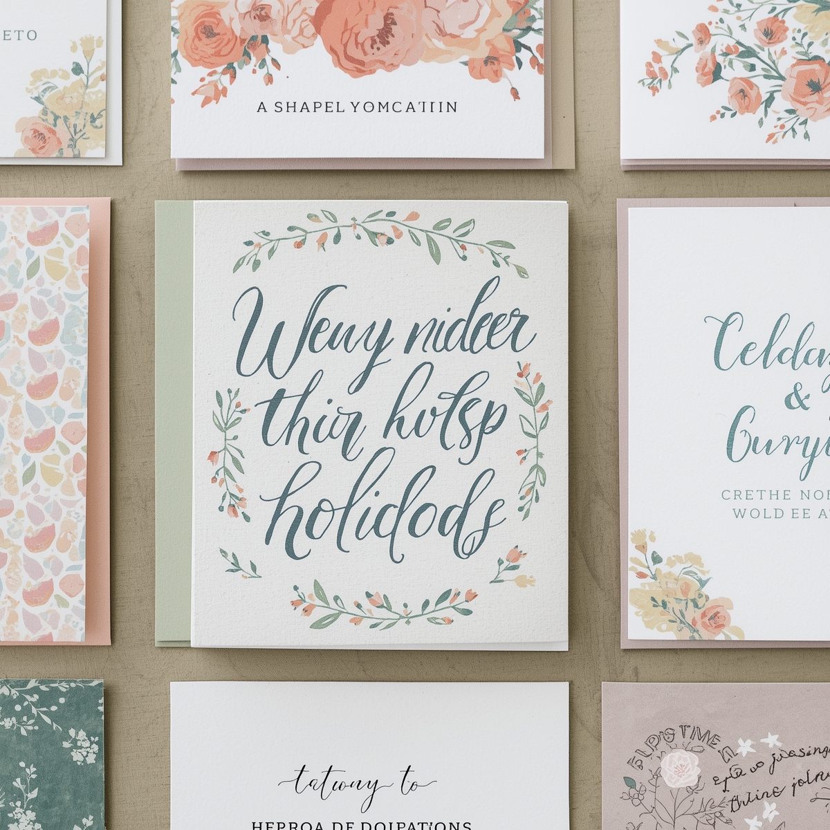 Hands arranging paper goods on desk