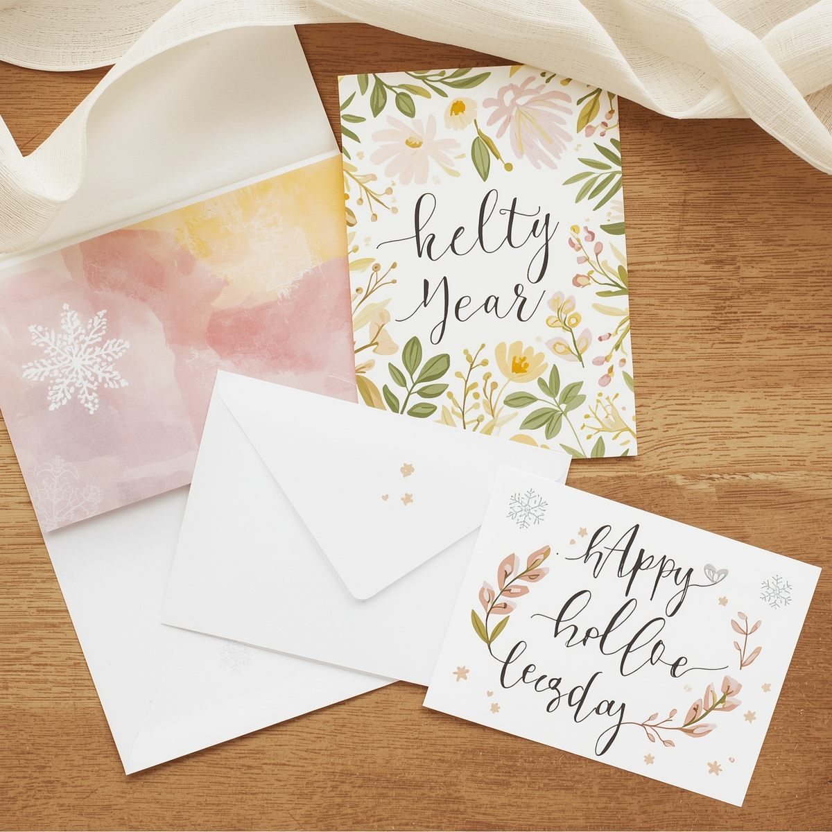 Finished cards and envelopes ready for sending